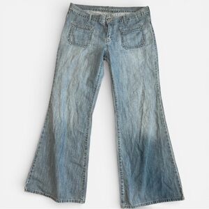 Old Navy Jeans Womens 14 Wide Leg Medium Wash Front Pocket